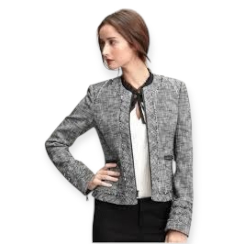 Banana Republic Black and White Tweed Blazer